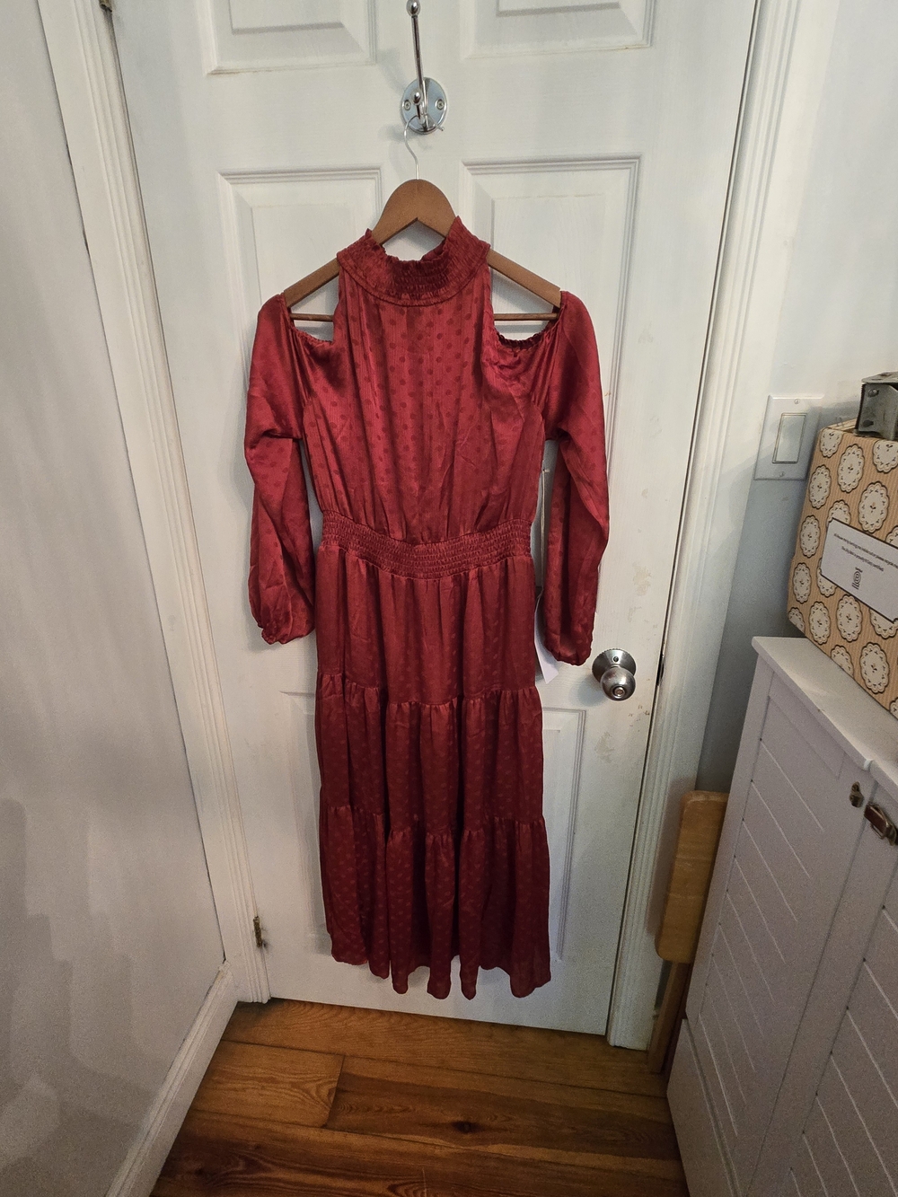 Lumiere Burgundy Cold-Shoulder Maxi Dress